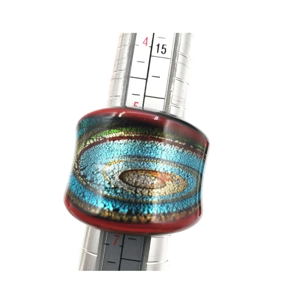 Handcrafted Dichroic Art Glass Ring Galaxy Orbit Wide Band Size 7.5